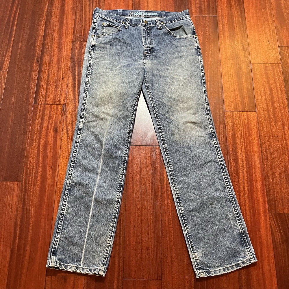 Wrangler Jeans Mens 32x32 Blue Light Wash FR 36 Cool Vantage 36MCVDS Workwear